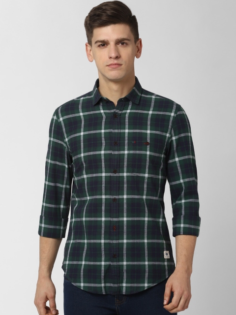

Peter England Casuals Men Green Slim Fit Checked Cotton Casual Shirt