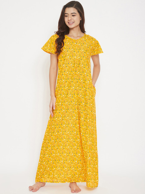 

The Kaftan Company Women Yellow & Green Printed Nightdress