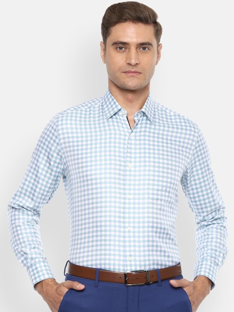 

Luxure by Louis Philippe Men Green & Blue Regular Fit Checked Formal Shirt