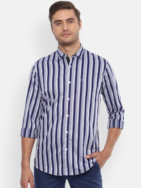 

Van Heusen Sport Men Blue & White Slim Fit Striped Casual Shirt