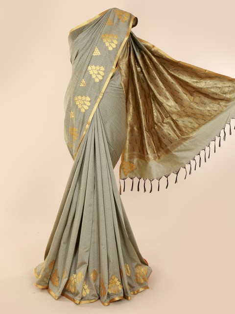 

Pothys Grey & Gold-Toned Art Silk Woven Design Saree