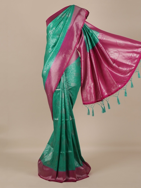 

Pothys Green & Pink Jute Silk Woven Design Saree
