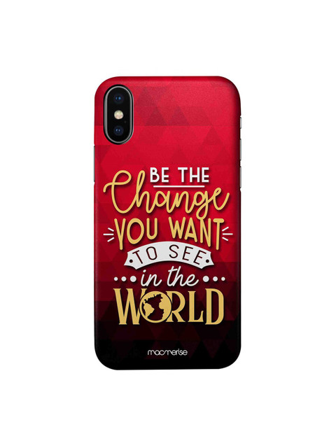 

macmerise Red & Beige Be The Change iPhone XS Back Cover
