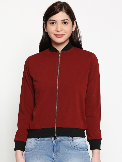 

inocenCia Women Maroon Solid Lightweight Bomber
