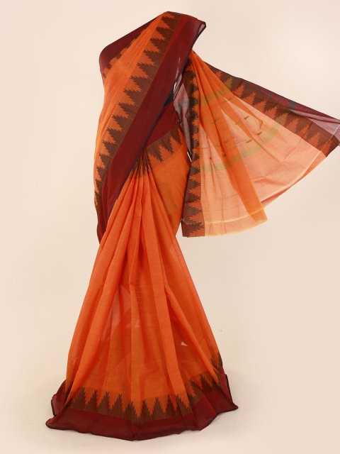 

Pothys Orange Solid Pure Cotton Saree