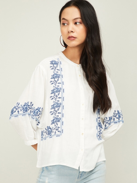 

Fame Forever by Lifestyle Women White Regular Fit Self Design Casual Shirt