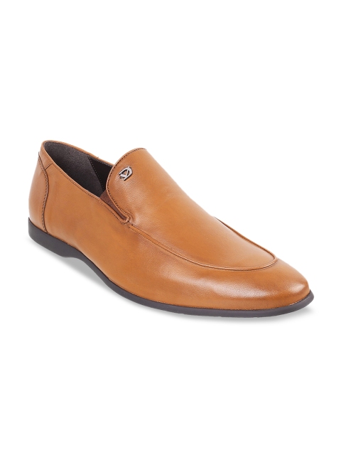 

DAVINCHI Men Tan Brown Solid Formal Leather Loafers