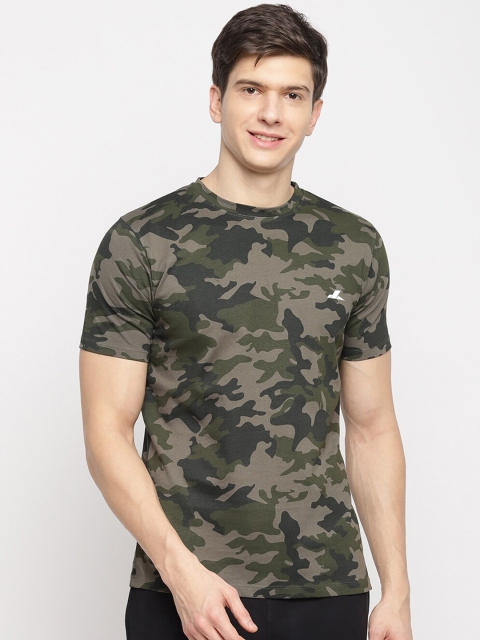 SPARROWHAWK Men Olive Green Printed Round Neck T-shirt