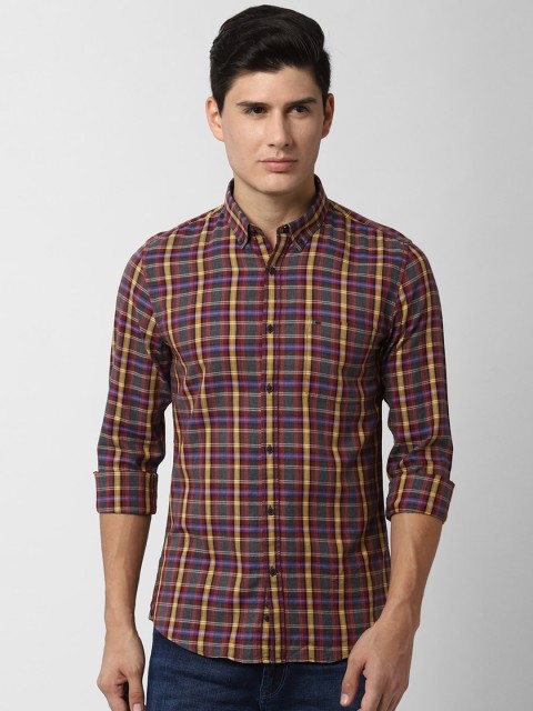 

Peter England Casuals Men Multicoloured Slim Fit Checked Cotton Casual Shirt, Multi