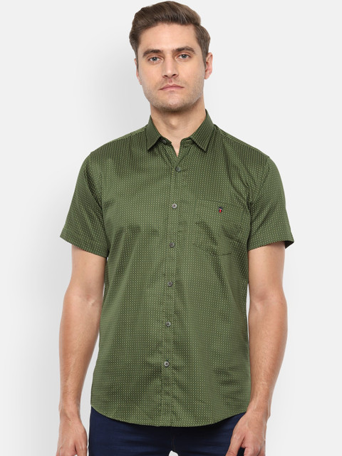 

Louis Philippe Sport Men Olive Green Slim Fit Printed Casual Shirt