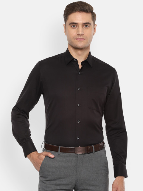 

Luxure by Louis Philippe Men Black Regular Fit Solid Formal Shirt