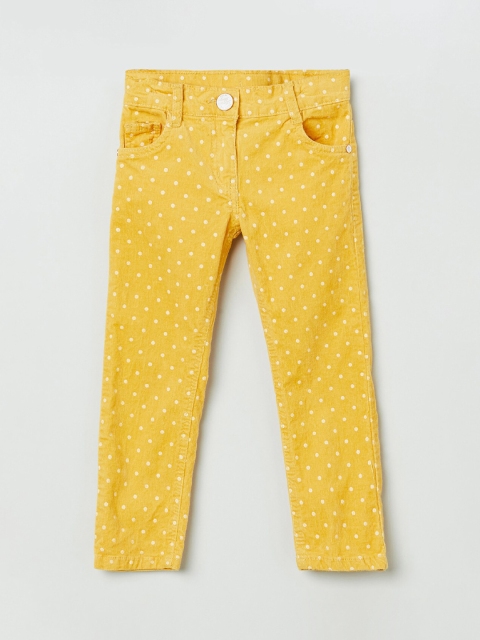 

max Girls Yellow Polka Dot Printed Regular Trousers