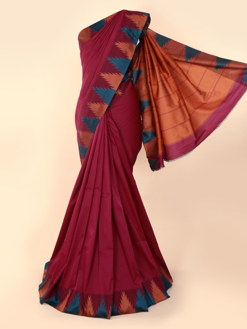 

Pothys Magenta & Blue Art Silk Solid Saree