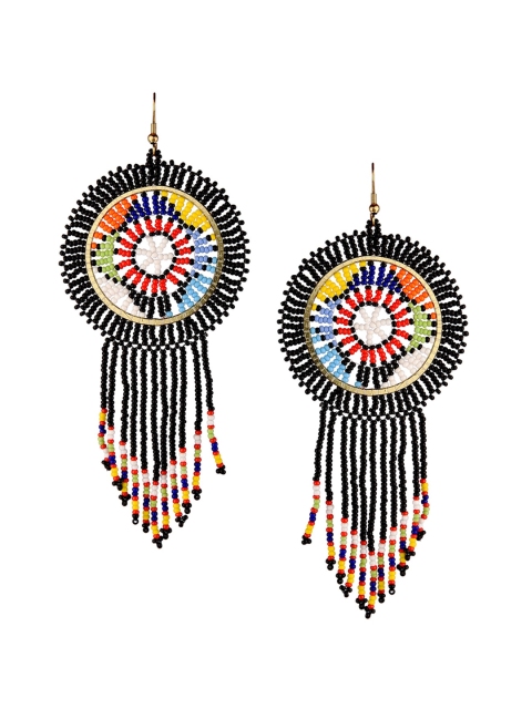 

DESI COLOUR Black & Multicoloured Contemporary Drop Earrings