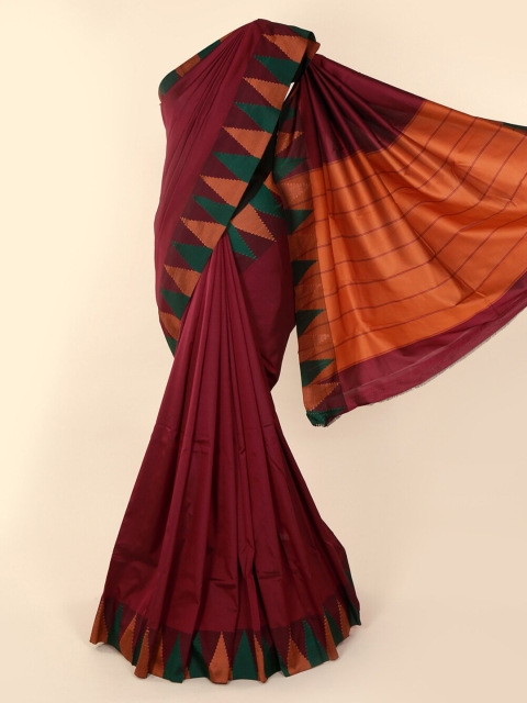 

Pothys Maroon Solid Art Silk Saree