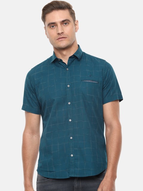 

Van Heusen Sport Men Teal Slim Fit Checked Plus Size Cotton Casual Shirt