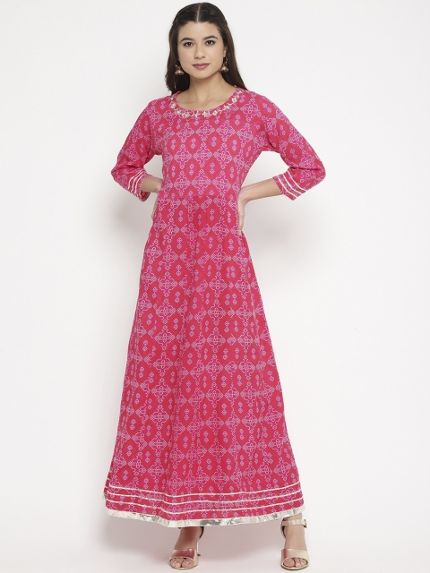 

Prakhya Women Pink Bandhani Printed Anarkali Kurta