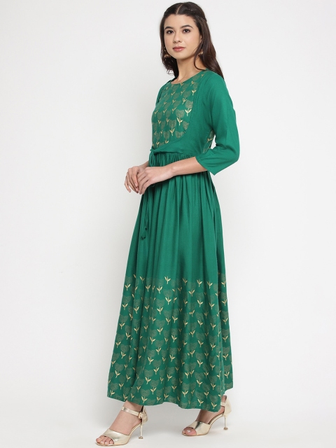 

Prakhya Women Green Printed Ethnic Maxi Dress