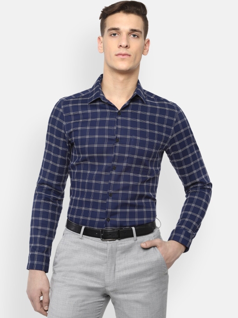 

Louis Philippe Men Navy Blue Slim Fit Checked Formal Shirt