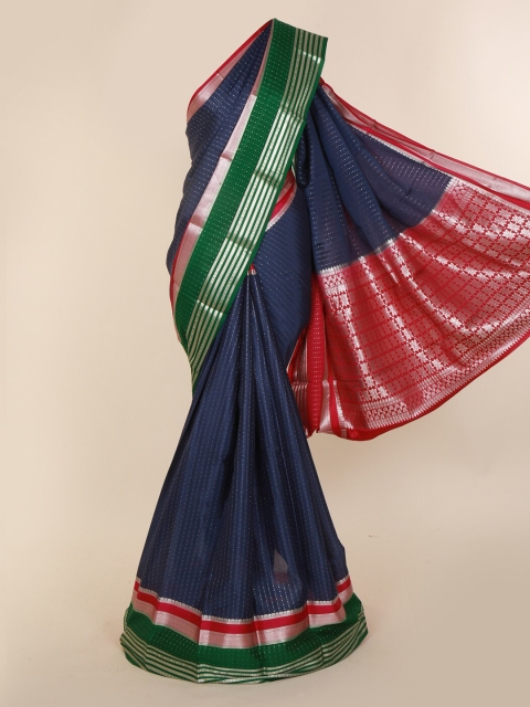 

Pothys Navy Blue Solid Pure Silk Saree