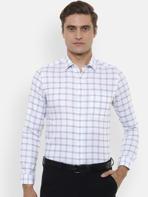 

Louis Philippe Men White Slim Fit Checked Casual Shirt