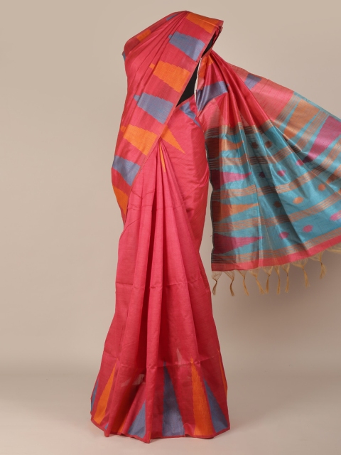 

Pothys Pink Solid Jute Silk Saree