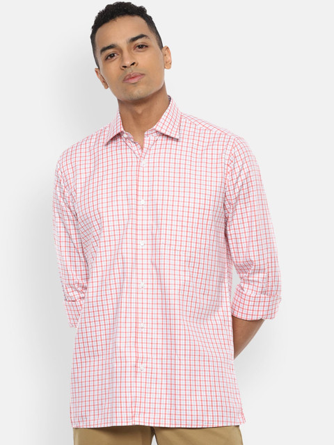 

Van Heusen Men White & Red Regular Fit Checked Casual Shirt