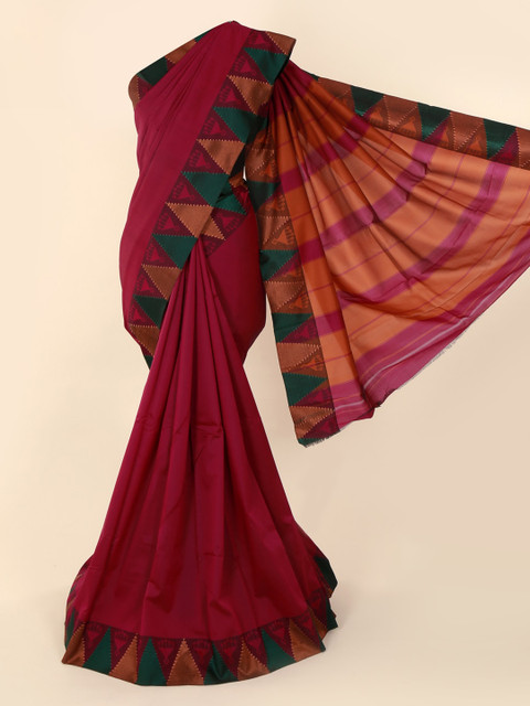

Pothys Magenta & Green Art Silk Solid Saree