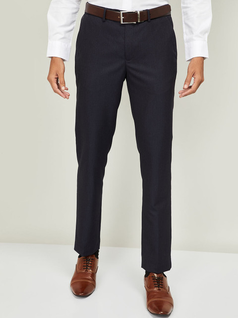 

CODE by Lifestyle Men Navy Blue Skinny Fit Solid Formal Trousers