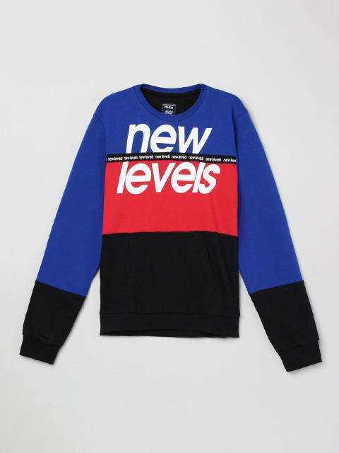 

max Boys Blue & Red Printed Cotton Sweatshirt