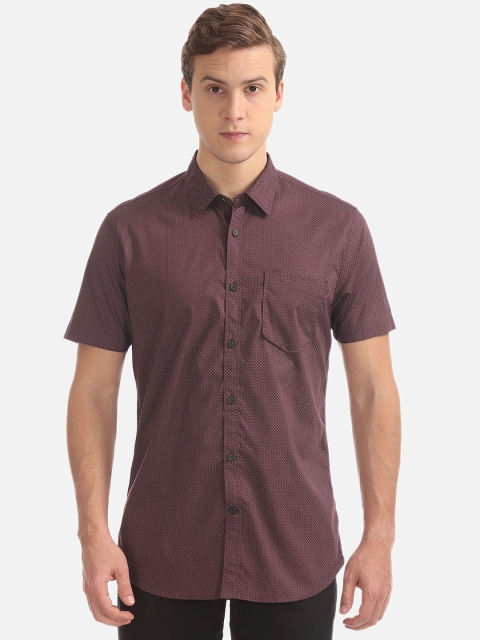 

AD By Arvind Men Maroon & White Slim Fit Printed Casual Shirt