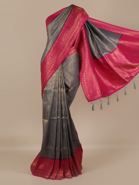 

Pothys Grey & Pink Jute Silk Woven Design Saree