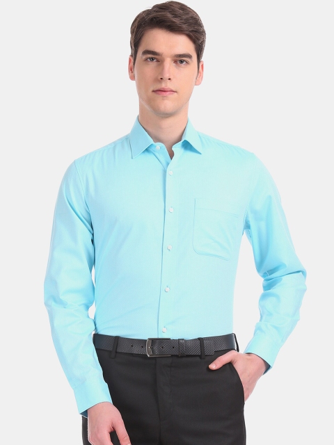 

AD By Arvind Men Blue Regular Fit Solid Casual Shirt