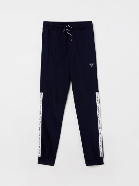 

max Boys Navy Blue Regular Fit Solid Joggers