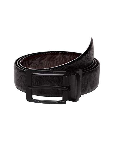 

WELBAWT Men Black Solid Pure Leather Reversible Belt