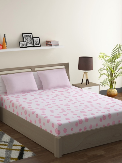 

Swayam Off White & Pink 210 TC,100% Cotton 1 Double Bedsheet with 2 Pillow Covers
