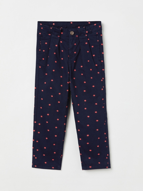 

max Girls Blue & Orange Regular Fit Printed Regular Trousers
