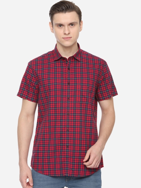 

Louis Philippe Sport Men Red & Navy Blue Slim Fit Checked Casual Shirt