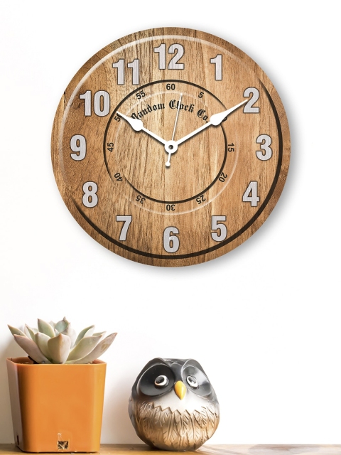 

RANDOM Brown & Grey Printed 30.48 cm New Modern Rustic Wooden Analogue Wall Clock