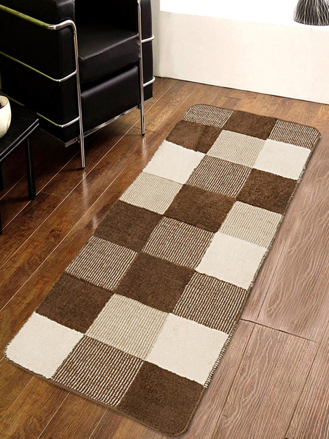 

Saral Home Brown & Beige Checked Antiskid Floor Runner