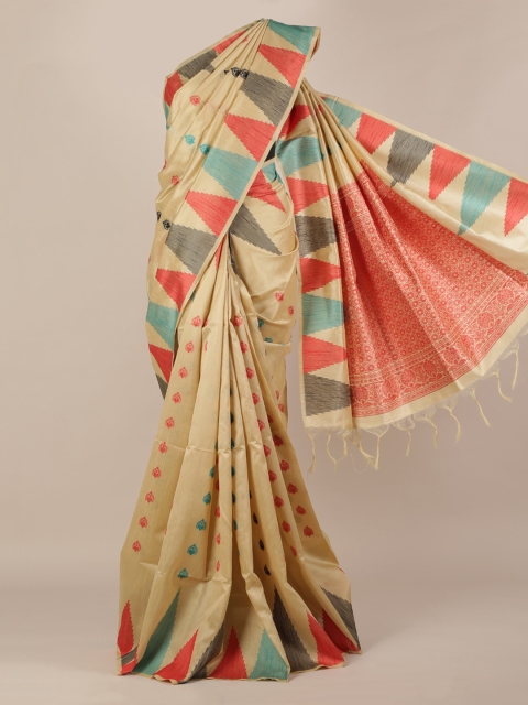 

Pothys Cream-Coloured Woven Design Jute Silk Saree