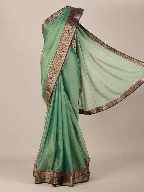 

Pothys Sea Green Solid Poly Chiffon Saree