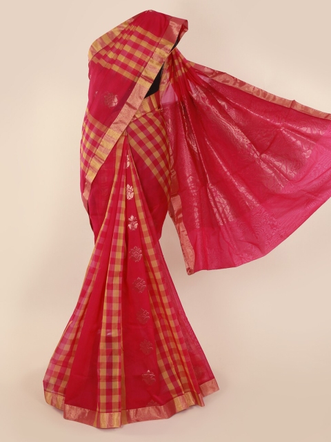 

Pothys Pink Checked Silk Cotton Saree