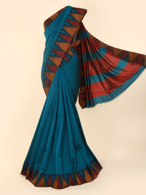

Pothys Blue & Mustard Art Silk Solid Saree