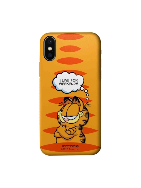 

macmerise Orange & Red Cartoon Characters Garfield Living For Weekends iPhone XS Back Case