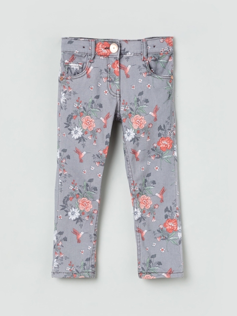 

max Girls Grey & Orange Regular Fit Printed Regular Trousers