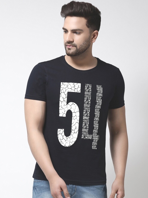 

Club York Men Black Printed Round Neck T-shirt