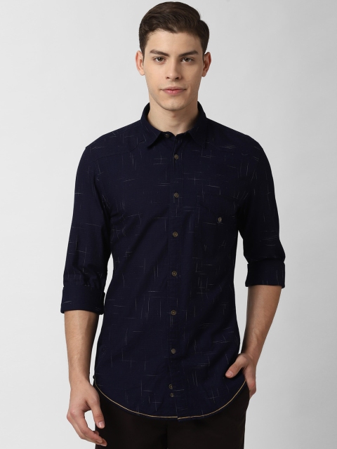 

Peter England Casuals Men Navy Blue Slim Fit Printed Cotton Casual Shirt