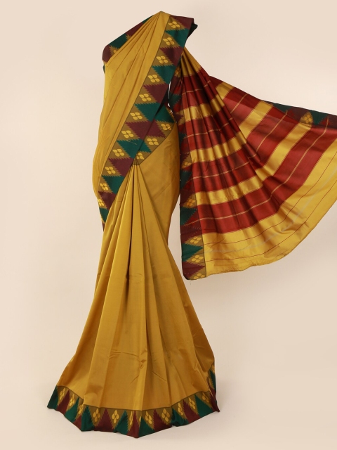

Pothys Mustard Yellow Solid Art Silk Saree