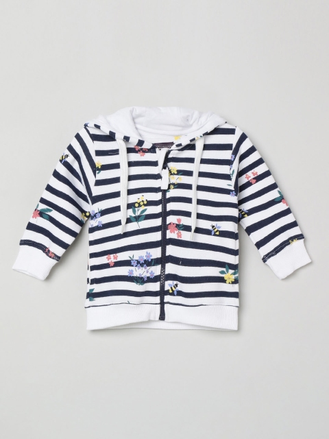 

max Girls Navy Blue & White Striped Sweatshirt